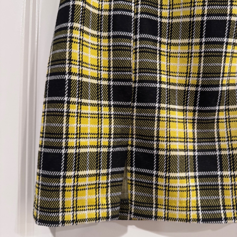 H&M Divided Yellow & Black Plaid A-Line Mini Skirt School Girl Style Small Women - Picture 3 of 8